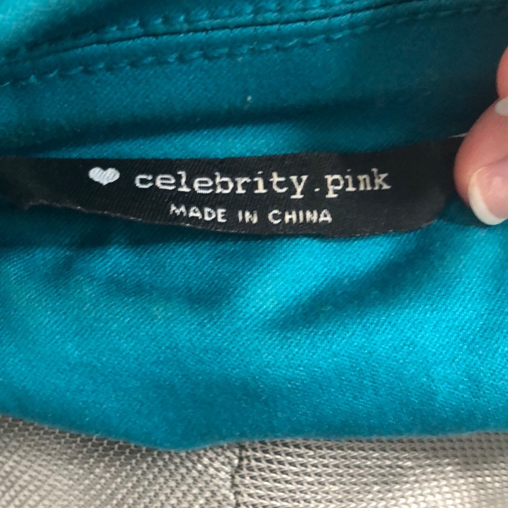 Celebrity Pink Cropped Motorcycle Jacket Sz L - Picture 3 of 4